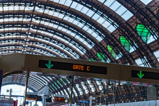 Airport terminal, sign to boarding gate
