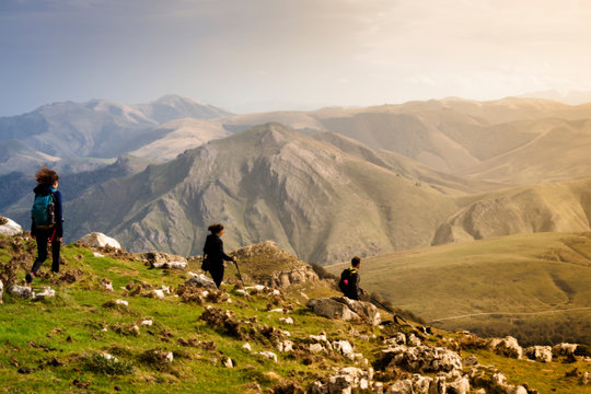 Landscape from Urkulu peak, mountains and jungle of Irati in autumn. Aezkoa and Salazar Valley in the Pyrenees, Navarra. Spain.