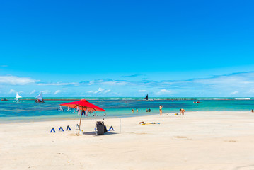 Fototapeta na wymiar Porto de Galinhas Beach in Ipojuca Municipality, Pernambuco, Brazil.