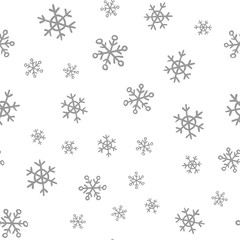 Snowflakes seamless pattern. Winter snow and christmas season background texture.