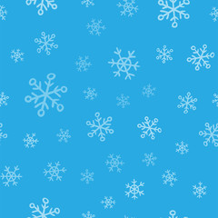 Snowflakes seamless pattern. Winter snow and christmas season background texture.