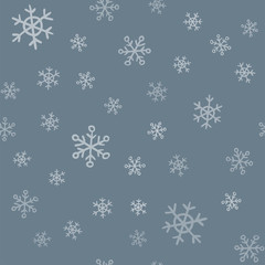 Snowflakes seamless pattern. Winter snow and christmas season background texture.