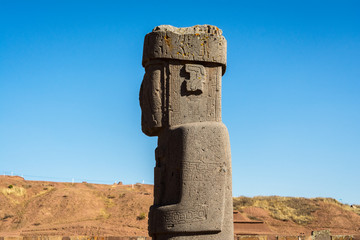 Ponce Monolith in Tiwanaku (Tiahuanaco), Bolivia