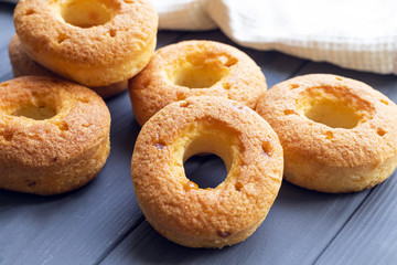 donuts with peach jam closeup