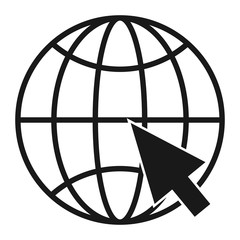 Internet icon with black computer arrow cursor design on white, vector illustration
