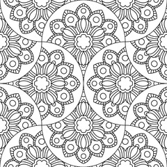 Abstract mandala fish scale seamless pattern. Ornamental tile, mosaic background. Floral patchwork infinity card. Arabic, Indian, ottoman motifs. Vector illustration.   
