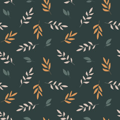 Vintage seamless floral pattern. Seamless pattern with leaves. Beautiful print with hand drawn plants. Hand drawn botany pattern for card, poster, flyer, home decor, fabric and textile