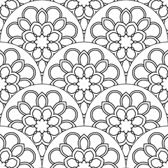 Abstract mandala fish scale seamless pattern. Ornamental tile, mosaic background. Floral patchwork infinity card. Arabic, Indian, ottoman motifs. Vector illustration.    © _aine_
