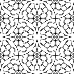 Abstract mandala fish scale seamless pattern. Ornamental tile, mosaic background. Floral patchwork infinity card. Arabic, Indian, ottoman motifs. Vector illustration.    © _aine_