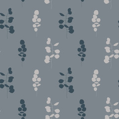 Seamless floral pattern in vintage style. Leaves and plants. Botanical illustration. Hand drawn vector pattern for card, poster, flyer, home decor, fabric and textile