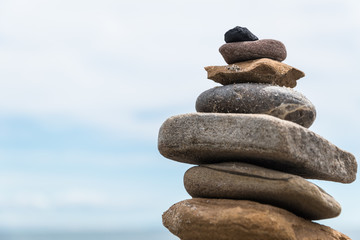 Balansed Stacked stones on the beach