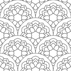 Abstract mandala fish scale seamless pattern. Ornamental tile, mosaic background. Floral patchwork infinity card. Arabic, Indian, ottoman motifs. Vector illustration.    © _aine_