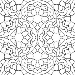 Abstract mandala fish scale seamless pattern. Ornamental tile, mosaic background. Floral patchwork infinity card. Arabic, Indian, ottoman motifs. Vector illustration.    © _aine_