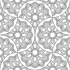 Abstract mandala fish scale seamless pattern. Ornamental tile, mosaic background. Floral patchwork infinity card. Arabic, Indian, ottoman motifs. Vector illustration.   