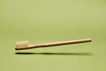 Close up of wooden toothbrush