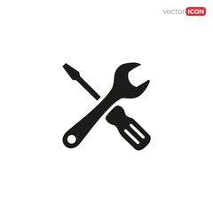 Tools, settings, repair, service, Wrench & screwdriver icon/symbol/Logo Design. Vector Template Illustration.