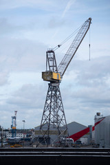 Fototapeta na wymiar Detail of a crane cabin on a port