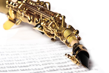 soprano saxophone on white background