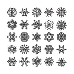 snowflake winter set of blue isolated icon silhouette on white background vector illustration