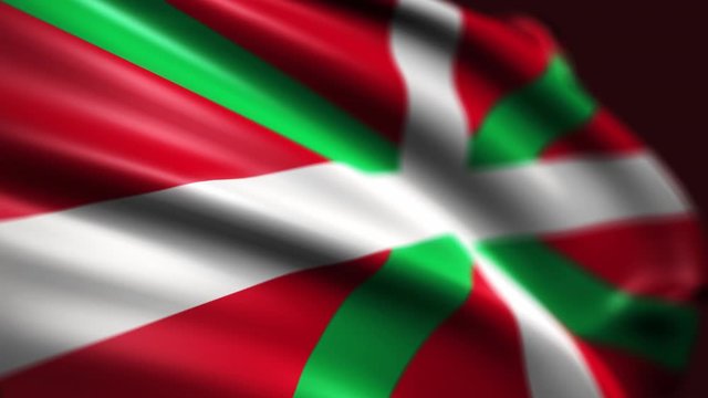 3d render. Flag of Basque flies in the wind. Seamless loop.
