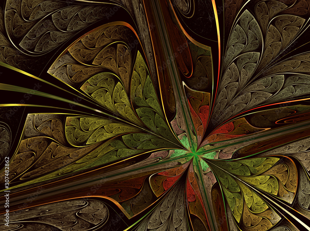 Poster abstract color dynamic background with lighting effect. fractal art