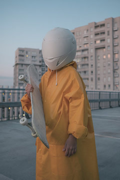 Futuristic / Cosmic Kid With White Helmet/Mask Chillin'
