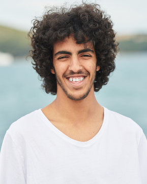 Portrait of young positivity etnic man