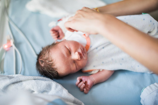 Newborn in neonatal department