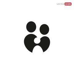 Family with love shape icon/symbol/Logo Design Vector Template Illustration.
