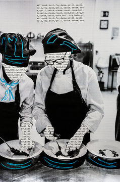 Collage of anonymous chefs