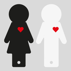 Vector illustration of a stylized image of a family. Black and white image of people.