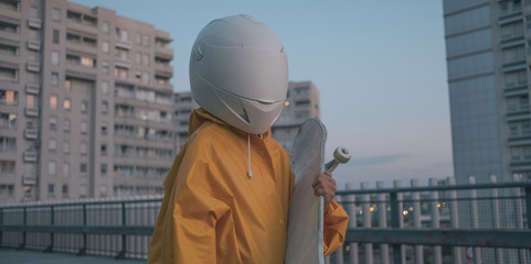 Futuristic / Cosmic Kid With White Helmet/Mask Chillin'