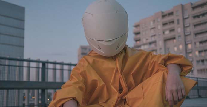 Futuristic / Cosmic Kid With White Helmet/Mask Chillin'