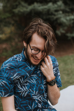 Portrait of Cute, Bashful Man