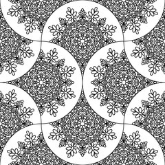 Abstract mandala fish scale seamless pattern. Ornamental tile, mosaic background. Floral patchwork infinity card. Arabic, Indian, ottoman motifs. Vector illustration.    © _aine_