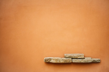 Natural stone in the wall. Texture. Copy space