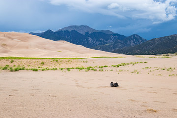 Abandoned shoes on the dunes