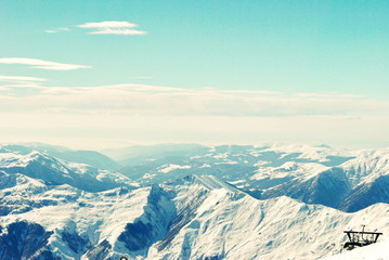 Fototapeta na wymiar Beautiful winter landscape at a mountain ski resort