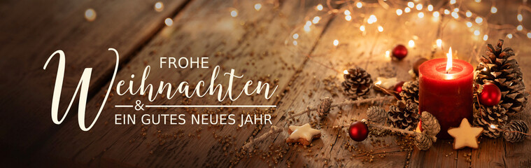 Christmas Card  -  Merry Christmas and Happy New Year  - German text - 307490423