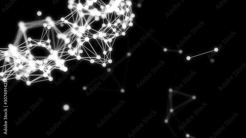 Poster abstract blue geometrical background with moving lines and dots. looping cg animation bog data