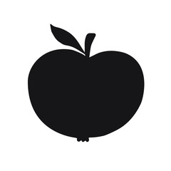 Vector black apple silhouette isolated on white background