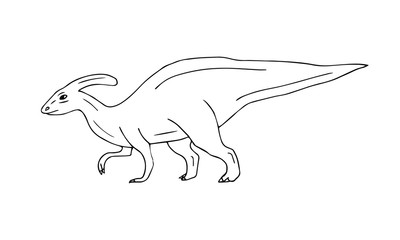Vector hand drawn doodle sketch parasaurolophus dinosaur isolated on white background