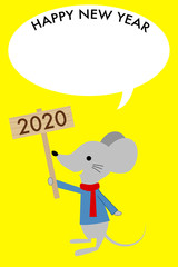 年賀状2020 ねずみと吹き出し