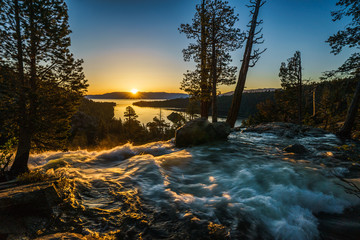 Sunrise over Eagle Falls, Emerald Bay, Lake Tahoe, California, USA - obrazy, fototapety, plakaty