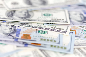 US dollars, banknotes of hundred dollar bills, closeup
