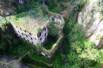 Vallone dei Mulini in Sorrento.Abandoned mill in the middle of Sorrento.