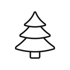 Vector flat cartoon outline Christmas tree fur spruce isolated on white background