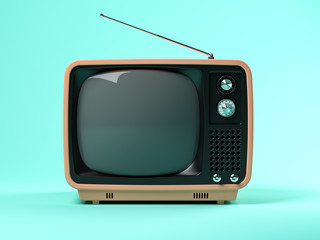 Blue tv on pink background 3D illustration