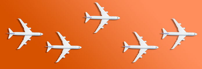 Model plane,airplane on pastel color background.Flat lay design.