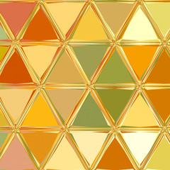 pattern of colorful bright geometric shapes. Mosaic background with triangles of orange, green and brown.